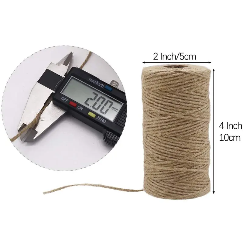 100 метров джутовый шпагат веревка 2 мм натуральный винтажный пеньковый шнур