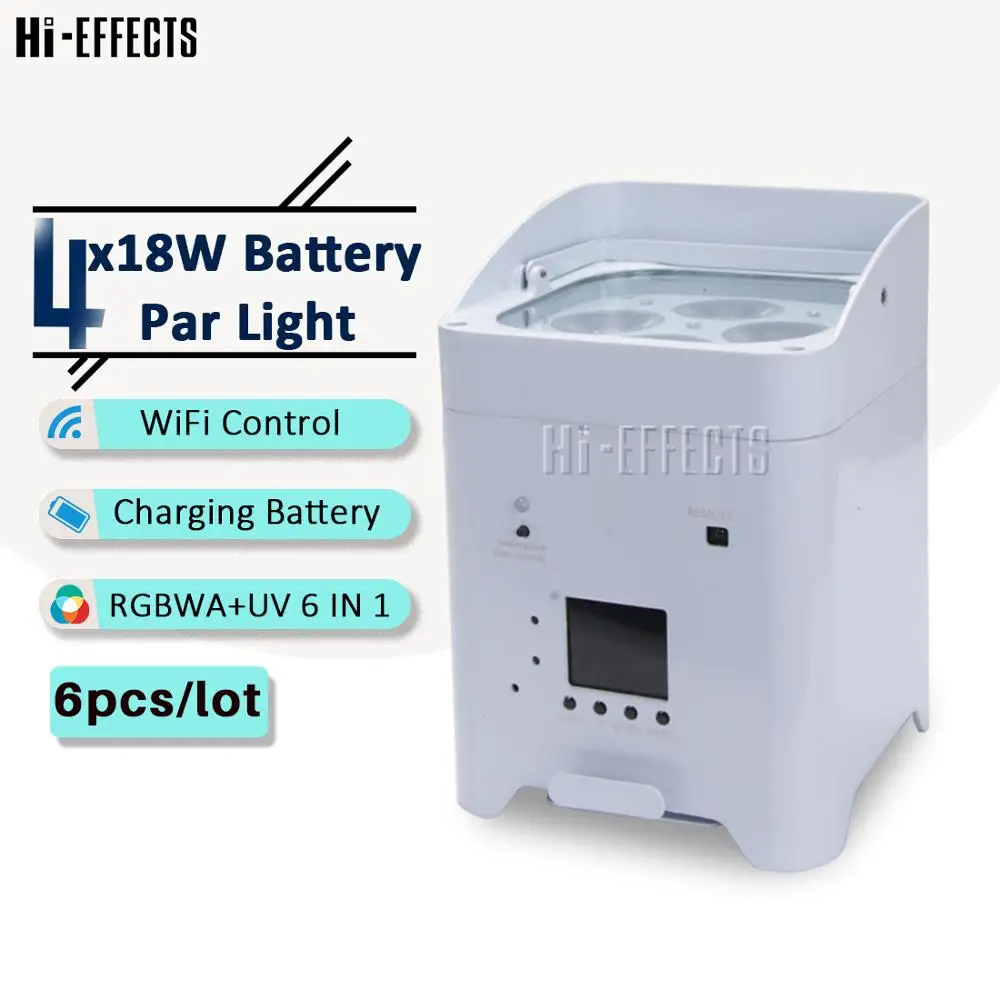 

6pcs 4x18w battery par light Wireless DMX Battery Powered led par light RGBWA UV 6in1 dj disco party stage lighting equipment