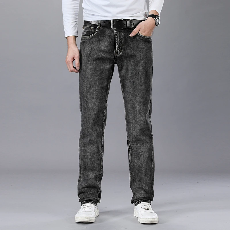 Мужские джинсы мужские Homme деним облегающие брюки прямые серые байкерские