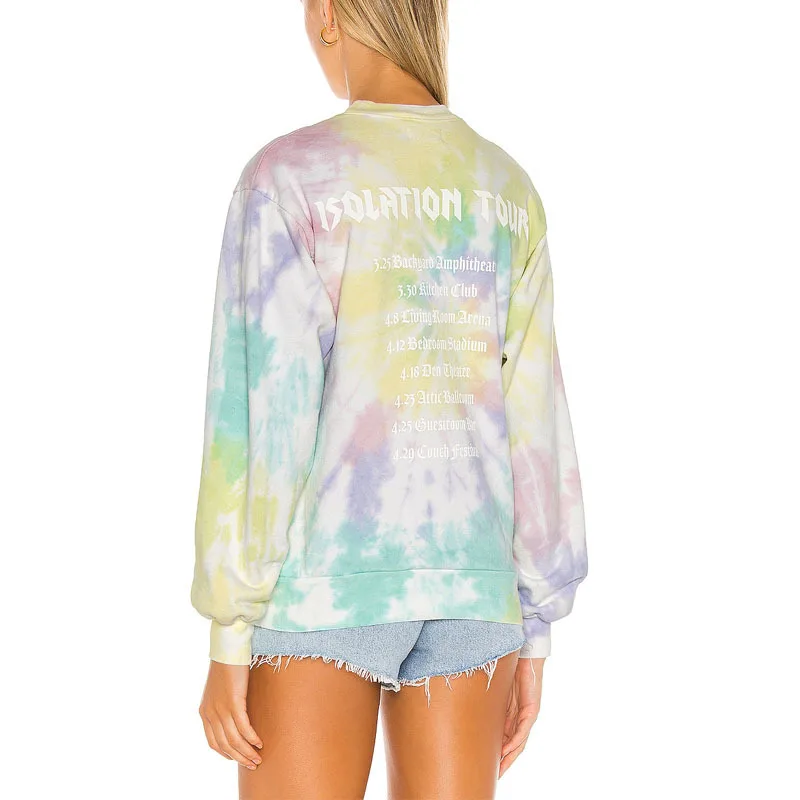 

Tie-dyed Print Harajuku Style Oversized Crewneck Sweatshirt Women Loose Vintage Casual Sweet Long Sleeve Fashion Top Spring 2021