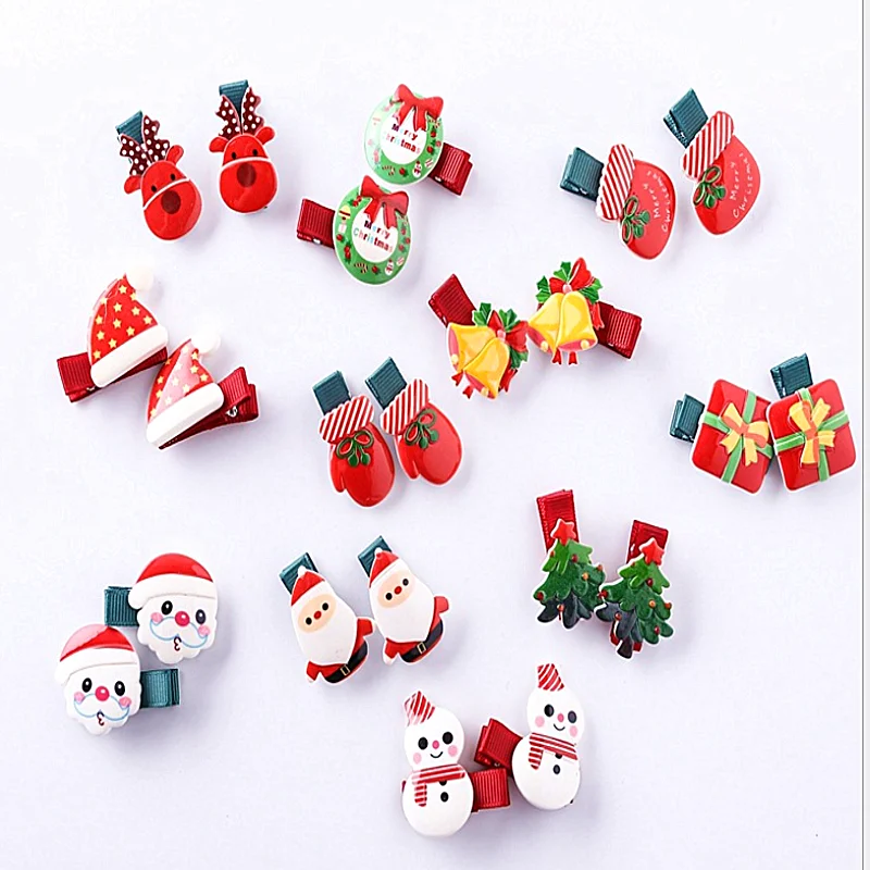 2Pcs Women Girls Cute Christmas Hairpins Hair Clip Bands Cartoon Headwear Kids Barrettes Charm Jewelry Gift Accessories |