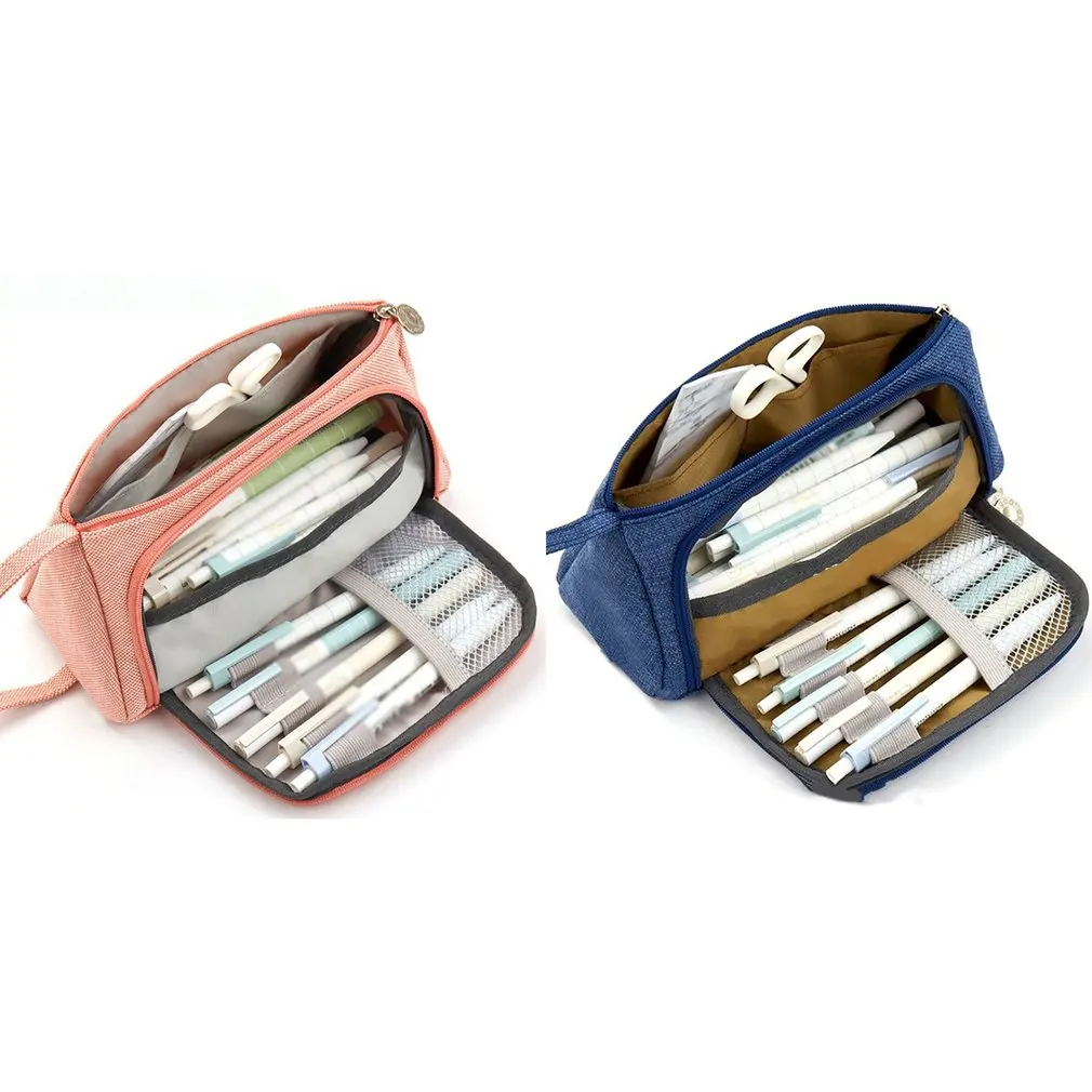 

Чехол для карандашей большой вместимости, тканевый органайзер для хранения канцелярских принадлежностей, косметики, путешествий, студенто...
