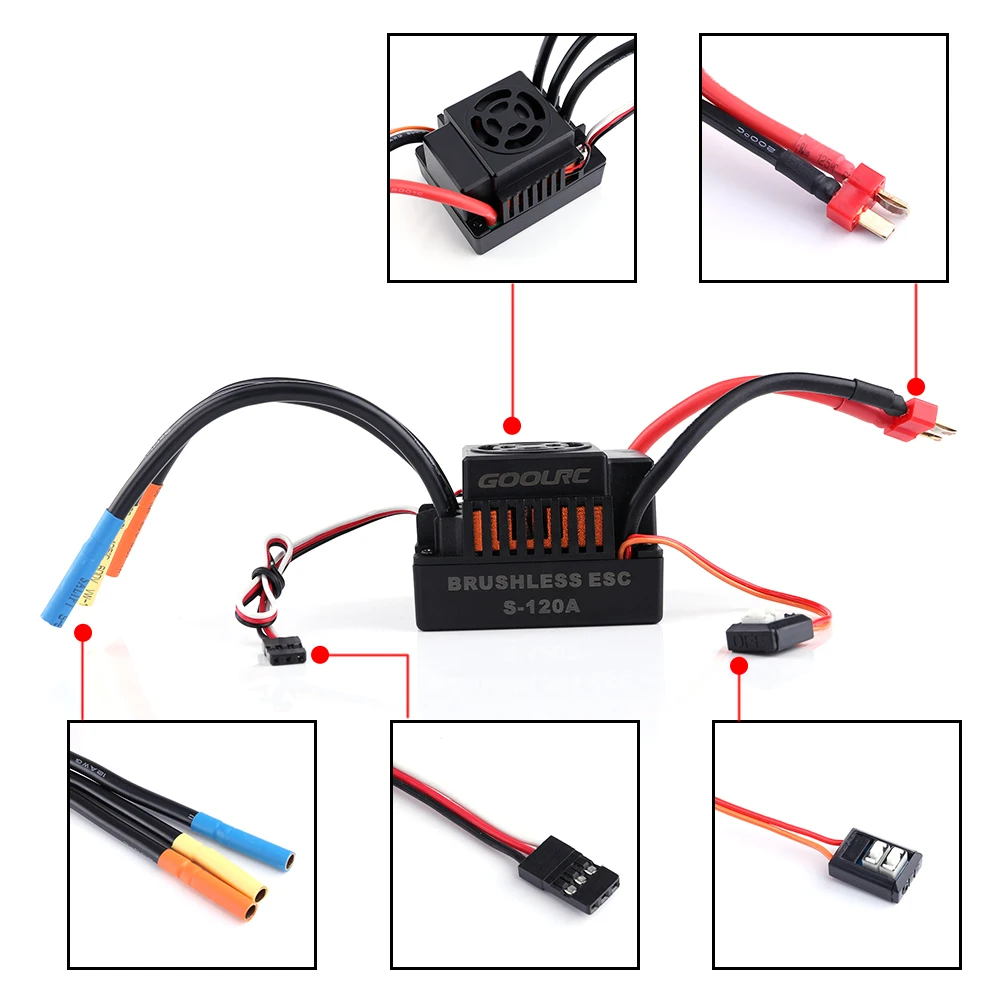 GoolRC S 120A Brushless ESC с 6 1 V/3A SBEC и программируемой картой для 1/8 RC Car|Детали аксессуары| |