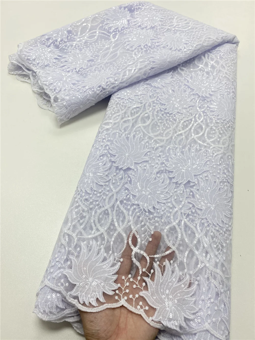 NI.AI коричневый французский 3d блестки кружевная ткань 2022 высокое качество вышивка
