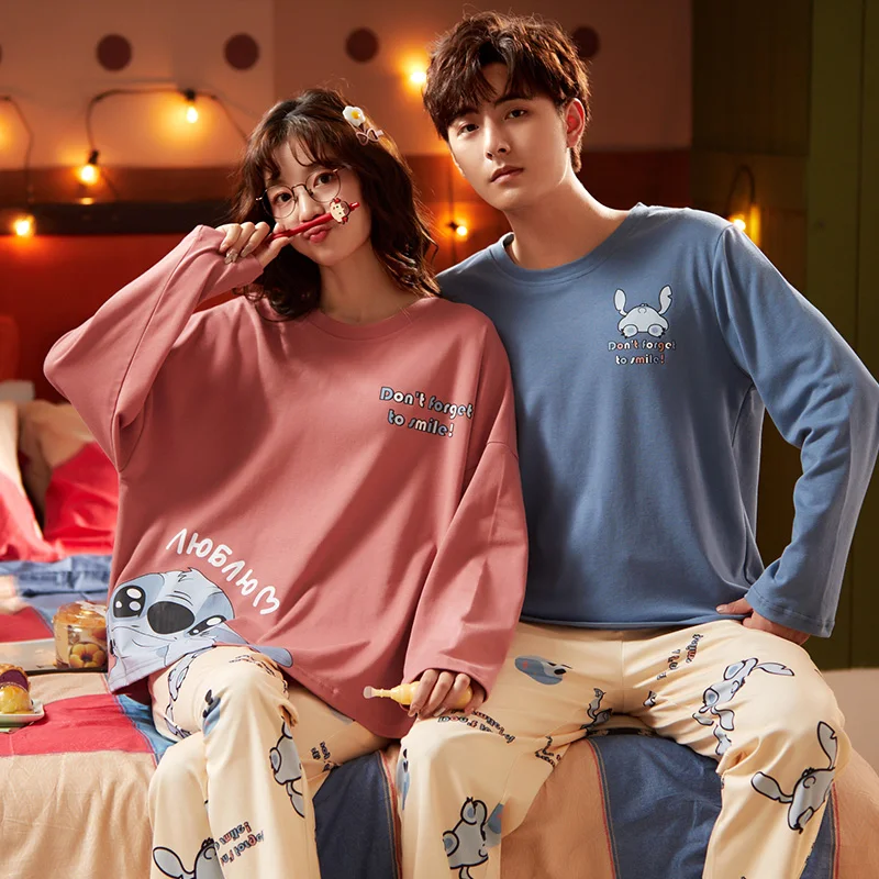 

Couple Pajamas Set Soft Cotton Pajama For Women&Men Long Sleeve Sleepwear Family Pijama Lover Night Suit Casual Homewear