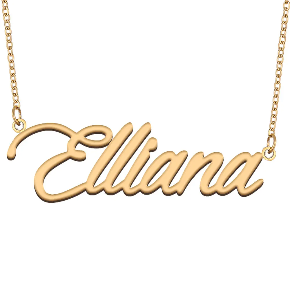 

Elliana Nameplate Necklace for Women Stainless Steel Jewelry Gold Plated Name Chain Pendant Femme Mothers Girlfriend Gift