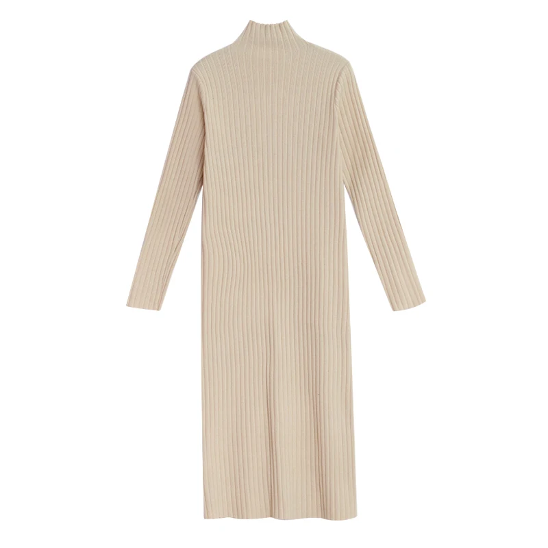 Водолазка женское однотонное платье вязаная одежда новинка 2019 комплект Длинное