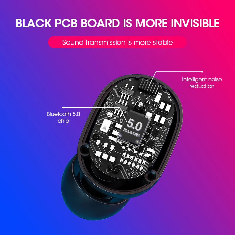 Беспроводные мини наушники Bluetooth TWS с сенсорным управлением и микрофоном