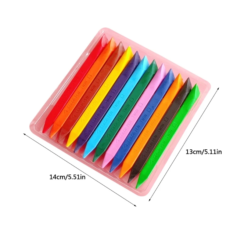 

Non-toxic Crayon 12 Colors Easy to Paint for Kids Early Learning Triangle Drawing painting pastel pencil School supplies