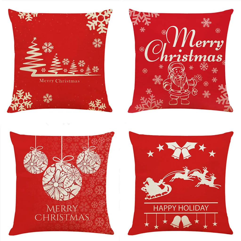 

Christmas Throw Pillow Cover Set of 4 Xmas Holiday Decor Pillowcase Cushion Pillow Cover Car interior pillow Case car decoratio