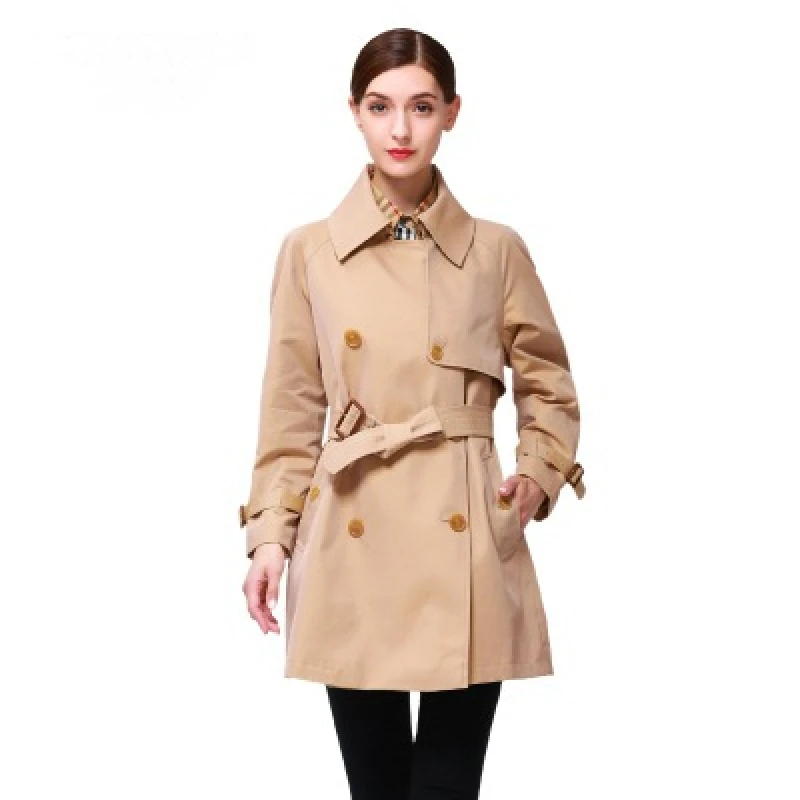 

Spring Auttumn Women Trech Coat Female High Qulaty Cotton Coat Ladies Loose Slim Windbreaker Female Solid Color Coat