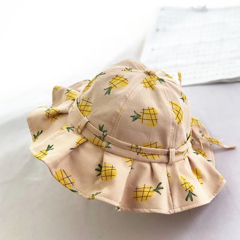 

2021 Fisherman Hat Children Cute Girl Fruit Pattern Popular Bucket Hat Fruit Pattern Baby Sun Hat Cotton