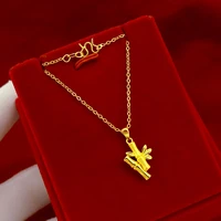 trendy real 18k 999 yellow gold pendant necklace for women natural bamboo plant christmas gifts jewelry pendants