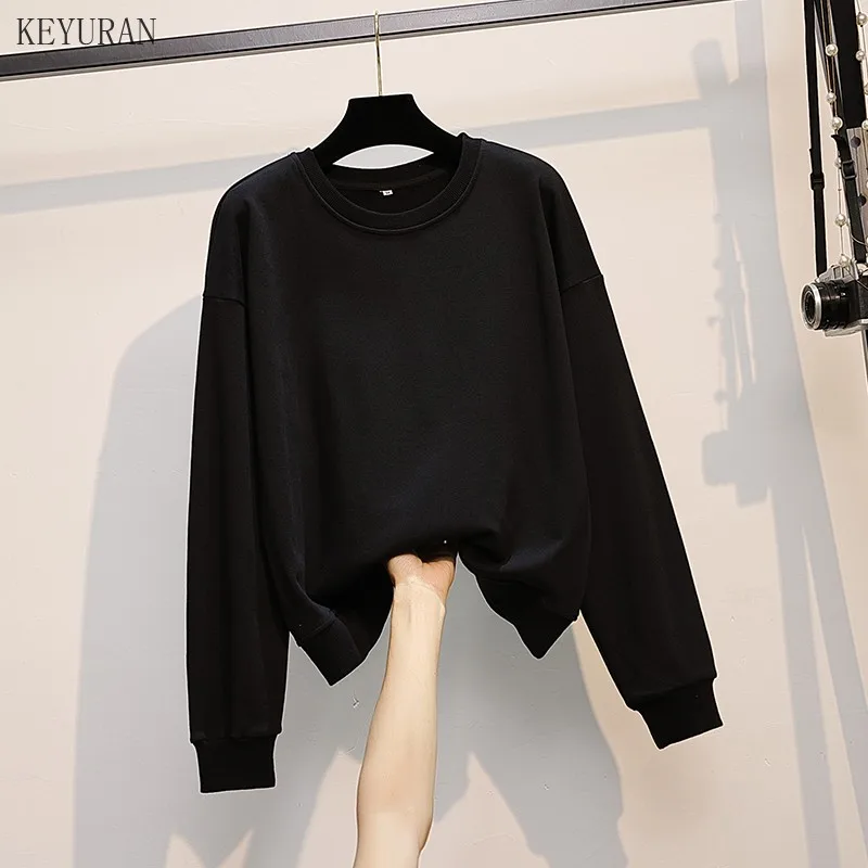 

Oversize Women's Hoodies Sweatshirts 2021 Korean Denim Patchwork Color Matching Two Pieces Casual Black Pullover Hoodie Women