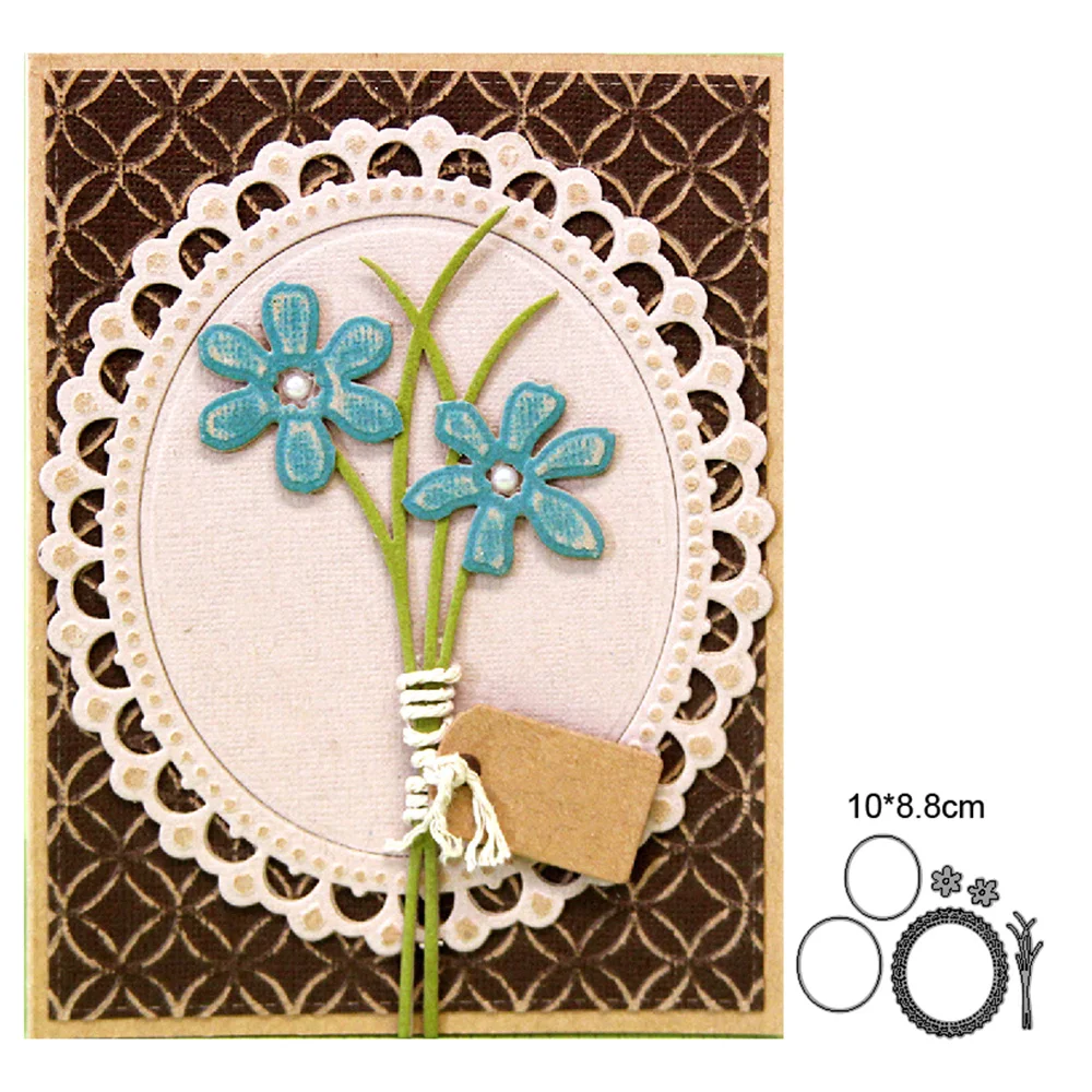 

Metal Cutting Dies Cut Mold Lace Oval Frame Flower Decoration Scrapbook Paper Craft Knife Mould Blade Punch Stencils dies