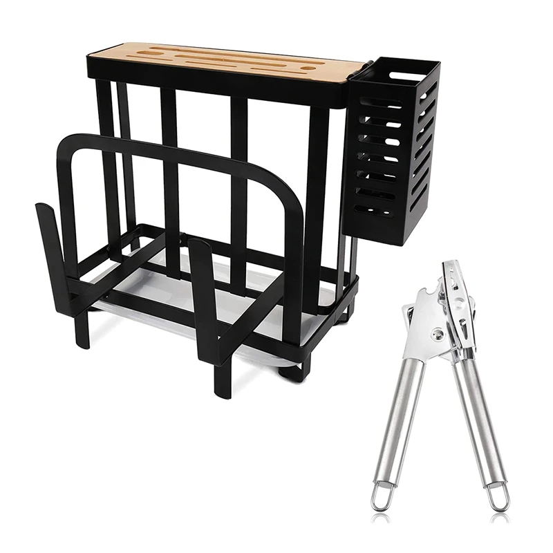 

1 шт. кухонный прочный консервный нож из нержавеющей стали для больших нагрузок и 1 шт. кухонный держатель, органайзер для ножей/разделочной ...