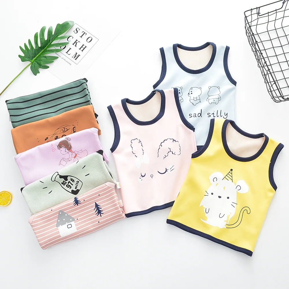 Зимний детский жилет PPXX меховой мультяшная теплая детская куртка без рукавов для