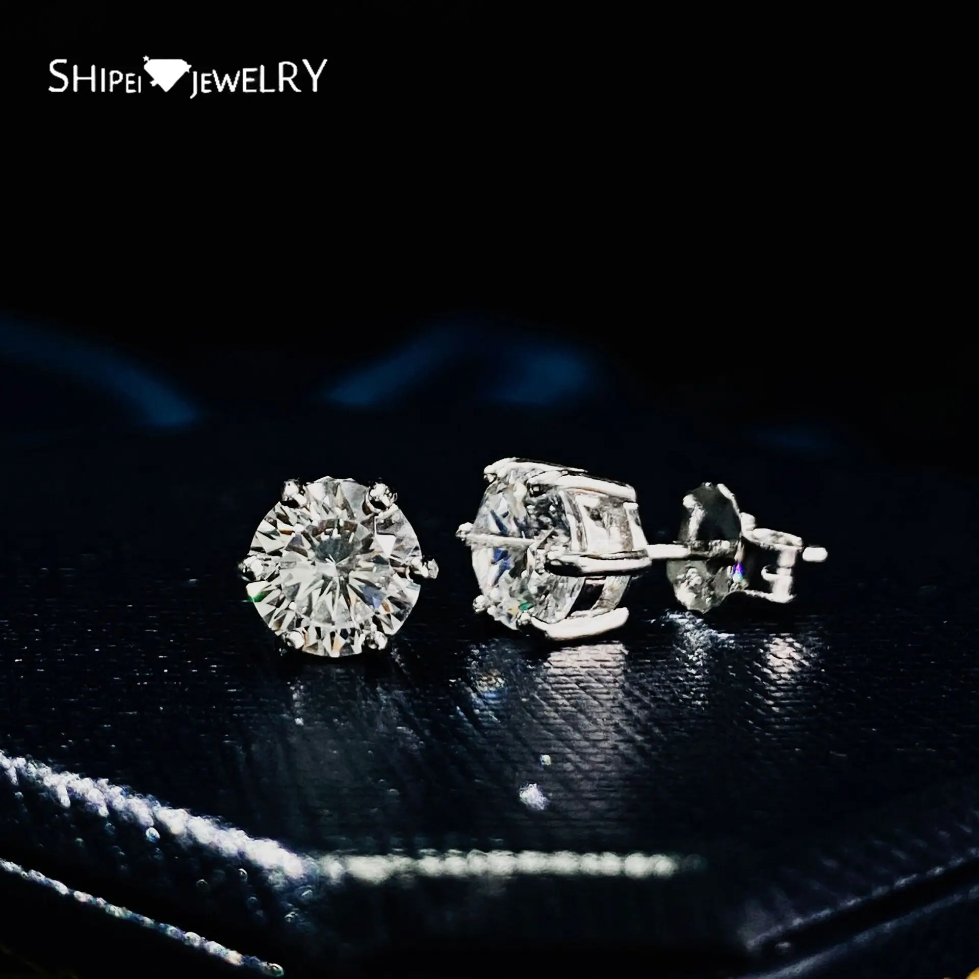 

Шипай 100% 925 стерлингового серебра круглой огранки создан Муассанит камень свадебные классические Пуссеты Серьги, хорошее ювелирное издели...