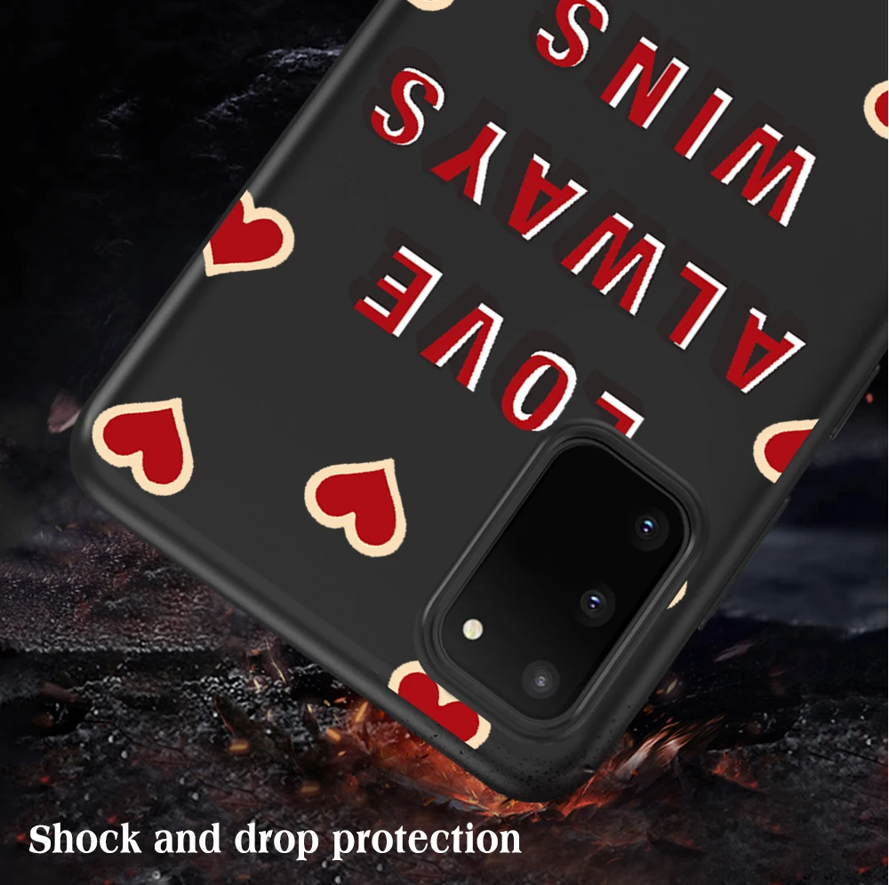 

Cartoon Heart Love Case For Samsung A51 A71 S21 A52 A72 A32 A50 A70 S20 S10 S9 Ultra Puls Note 20 10 Plus Black Cover Fundas