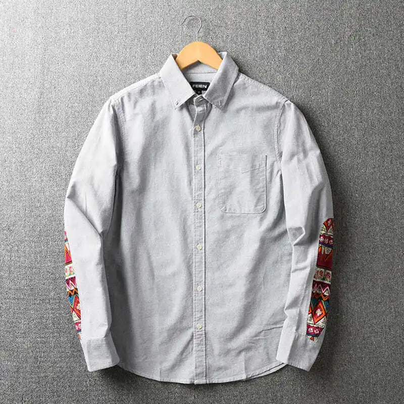 Новинка осени 2020 Мужская модная Ретро Рубашка с длинными рукавами и лацканами 100%
