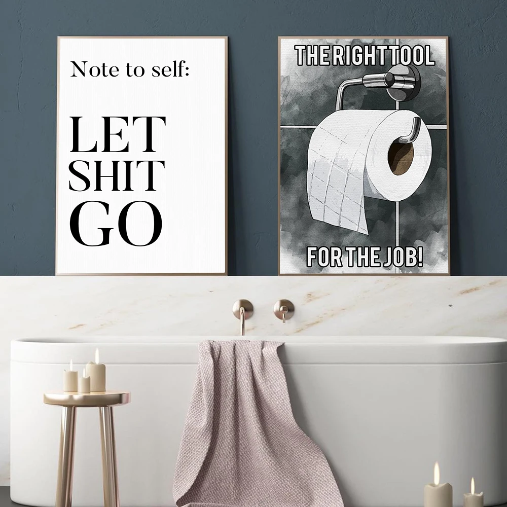 

Quotes Toilet Bathroom Minimalism Black And White Wall Art Canvas Painting Nordic Poster Wall Pictures For Living Room Unframed