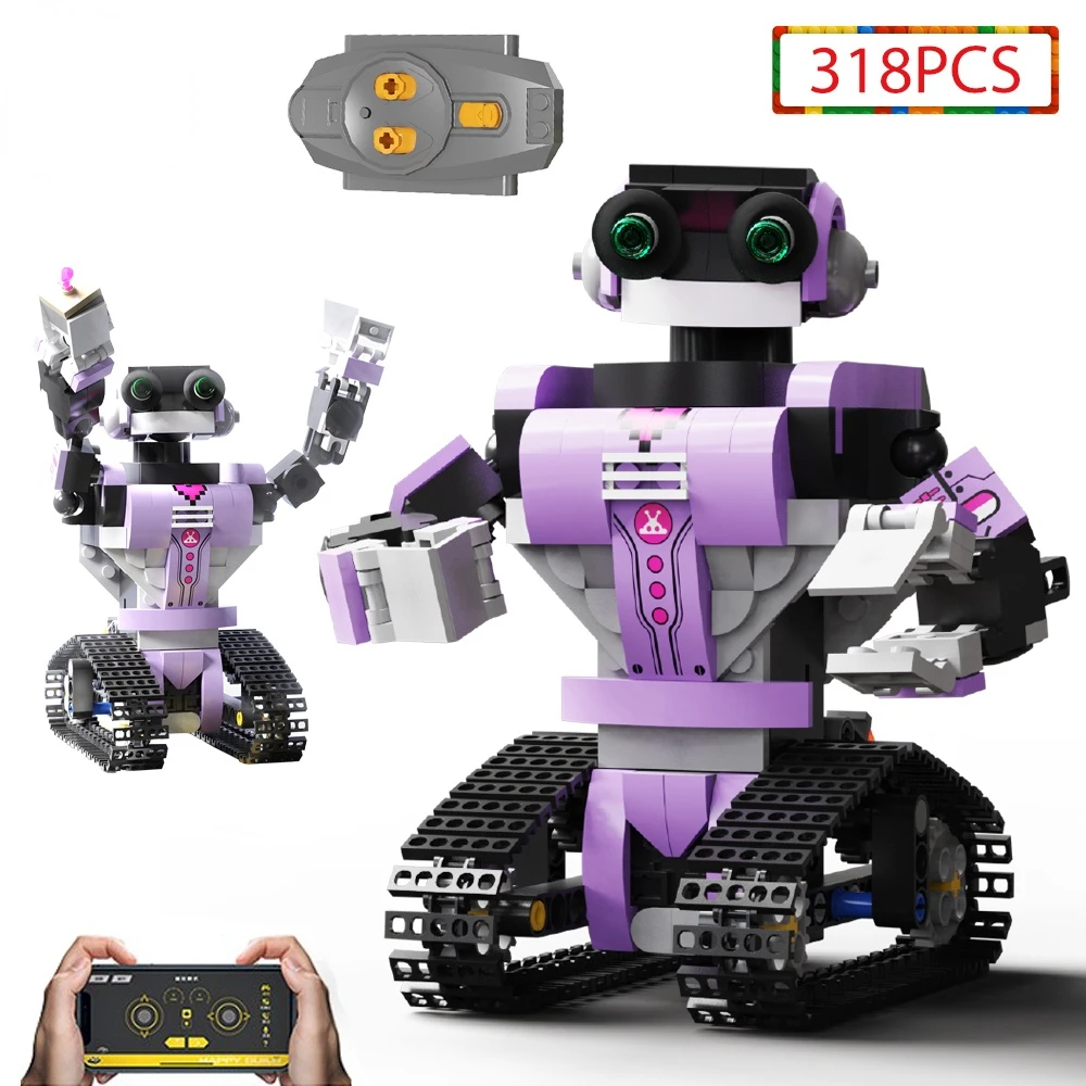 Happy Build City APP RC Technical Programming Robot Building Blocks Remote Control Electric Tracked Vehicle Bricks Toys for Kids | Игрушки и