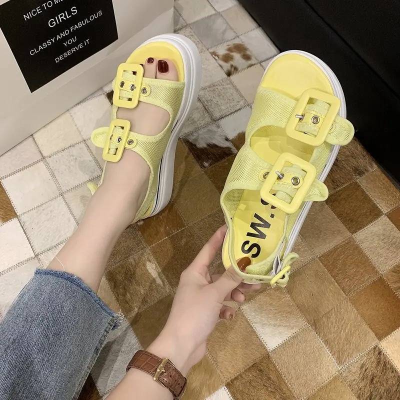 

Female Sandal Shoes Clogs Wedge 2021 Summer Lace Denim Women's Open Toe All-Match Girls Fashion Platform New Sports Peep Beige C