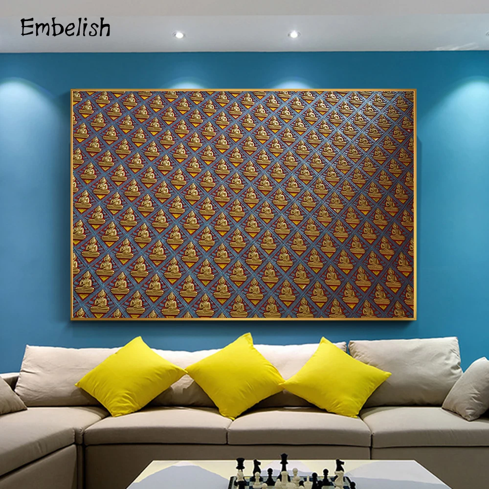 

1 Pieces Many Golden Buddha Statue Modern Home Decor Pictures For Living Room HD Print Canvas Painting Wall Art Picture