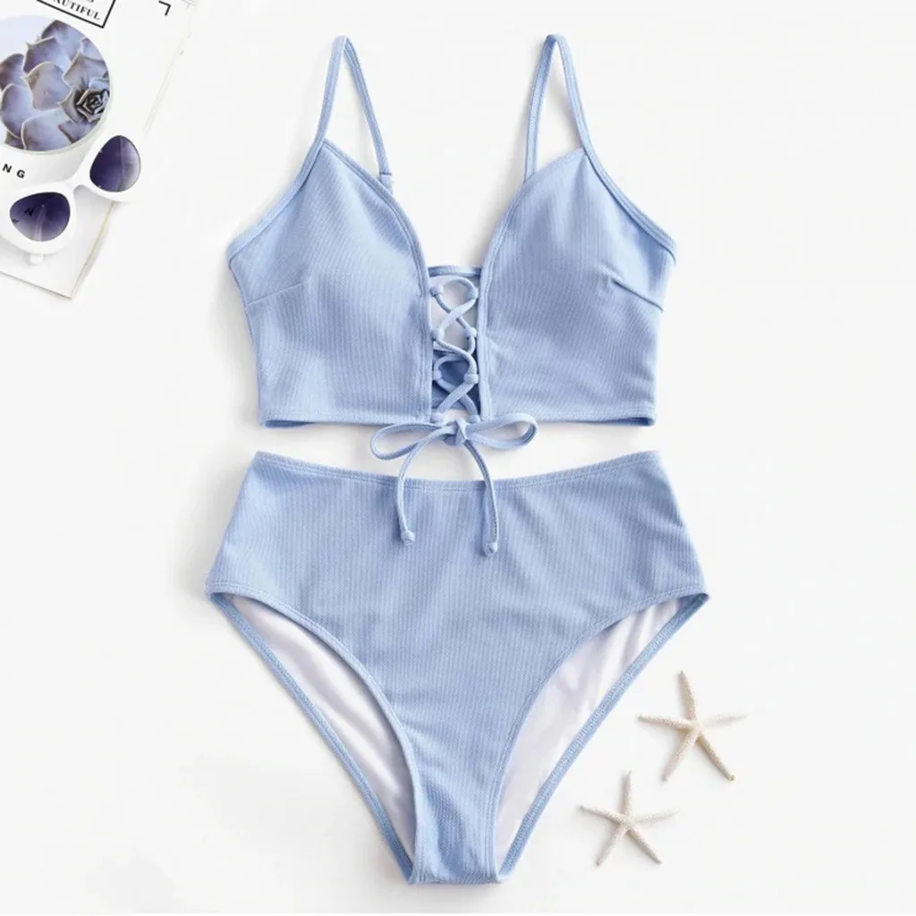

Women's Sexy Bikini Swimsuit Two-piece Lace Floral Leaf Print Knotted Lace Floral Leaf Vest Swimsuit Bikini#40