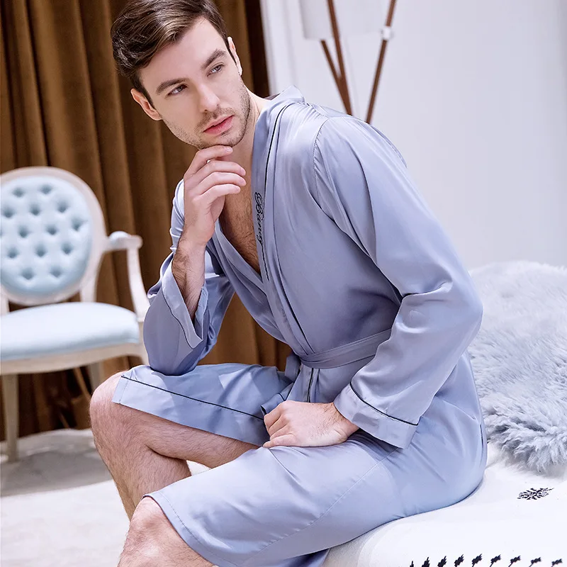 

nga longa nova primavera nova manga comprida sleepwear carta casual quimono roupo sexy noivo groomsman wedding robes nightwear