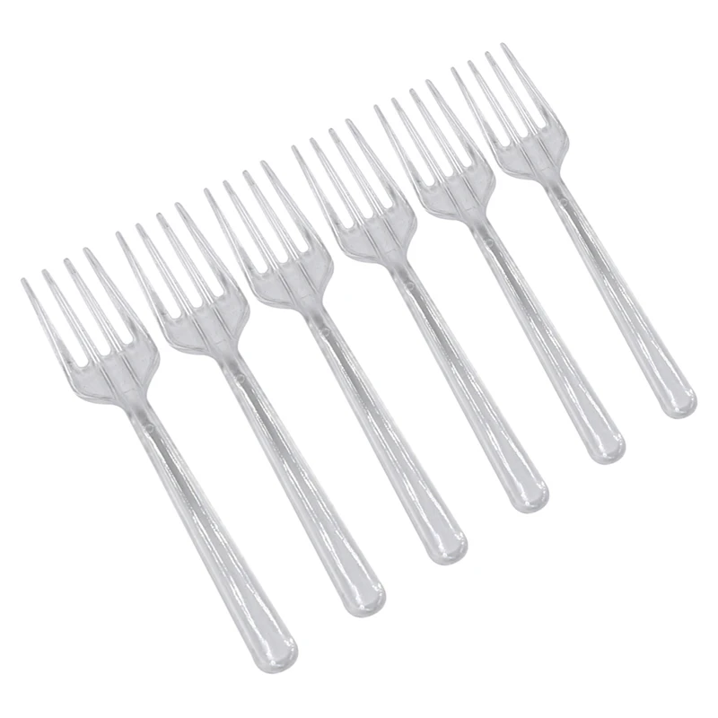 

95Pcs/pack Clear Transparent Disposable Forks For Party BBQ Sticks Picks Skewer Set Home Dining Plastic Food Cake Fruit Fork