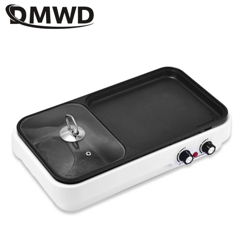 dmwd 220v multifunctional electric barbecue griddle electric pot 2 in 1 for party non stick crepe pancake maker for 1 4 people free global shipping