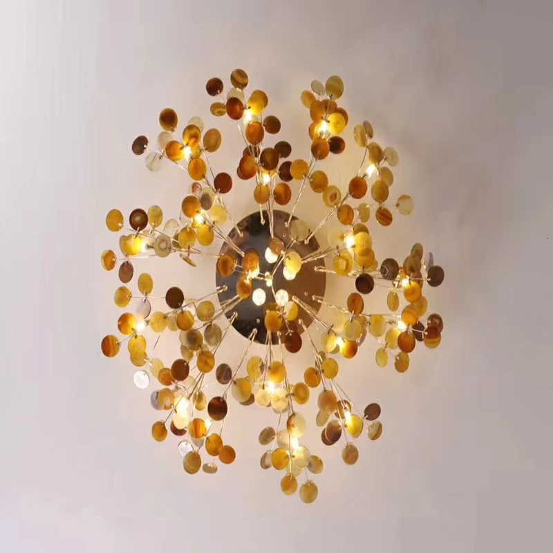 

Postmodern Firefly Ceiling Lamp Living Room Colorful Agate Led Ceiling Light Loft Restaurant Interior Ceiling Decoration Fixture