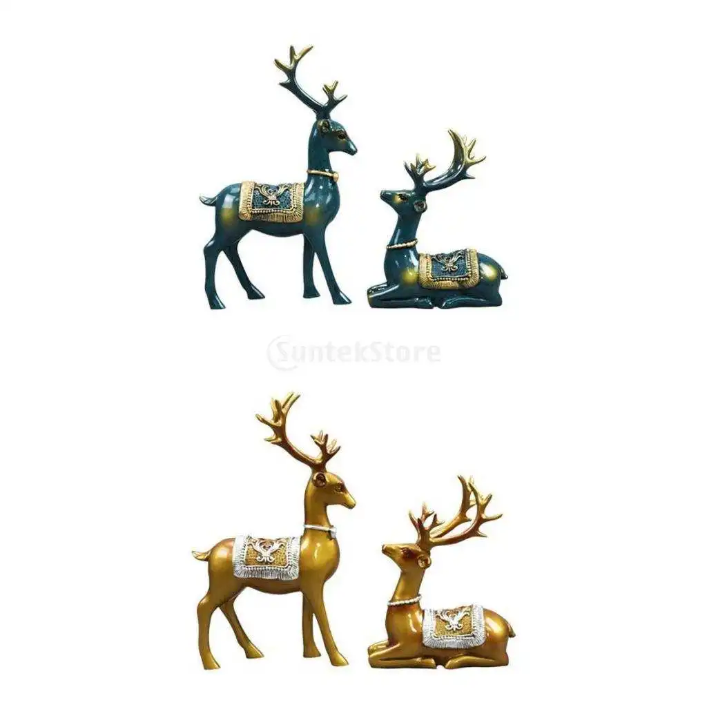 

2 Pairs Nordic Reindeer Statue Deer Lover Sculpture Figurine Ornament