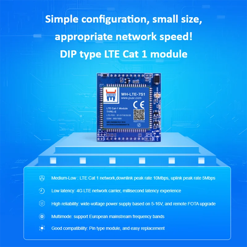 Флюоресцентный модуль LTE Cat 1 с поддержкой и GSM порты TCP UDP SMS трансляция CAT 4 7S5