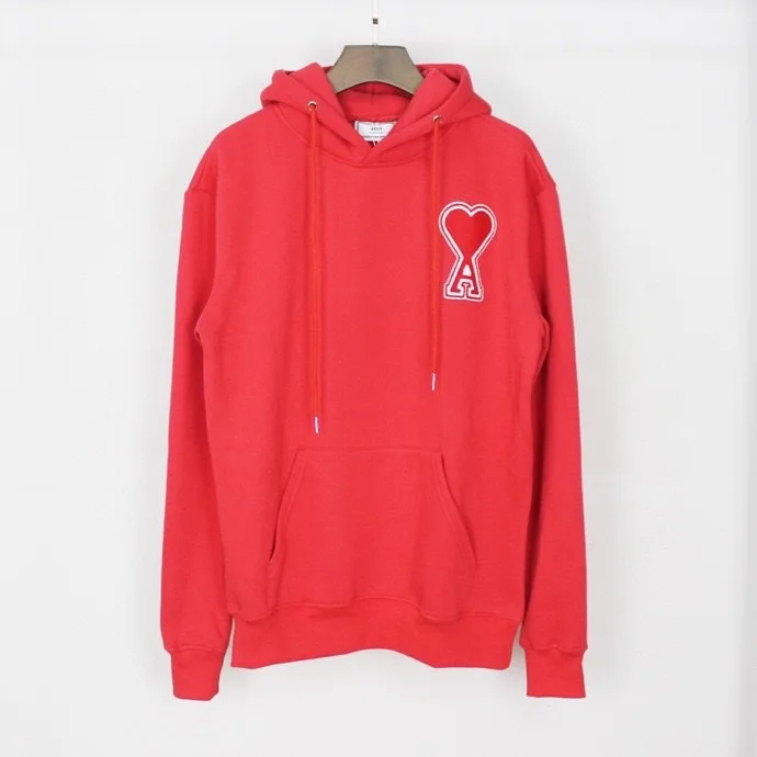 

Streetwear Love Ami Men Hoodie Pure Fleece Oversized Hooded Sweatshirt Hip Hop Mens Hooded Classic Men Hoodie2021