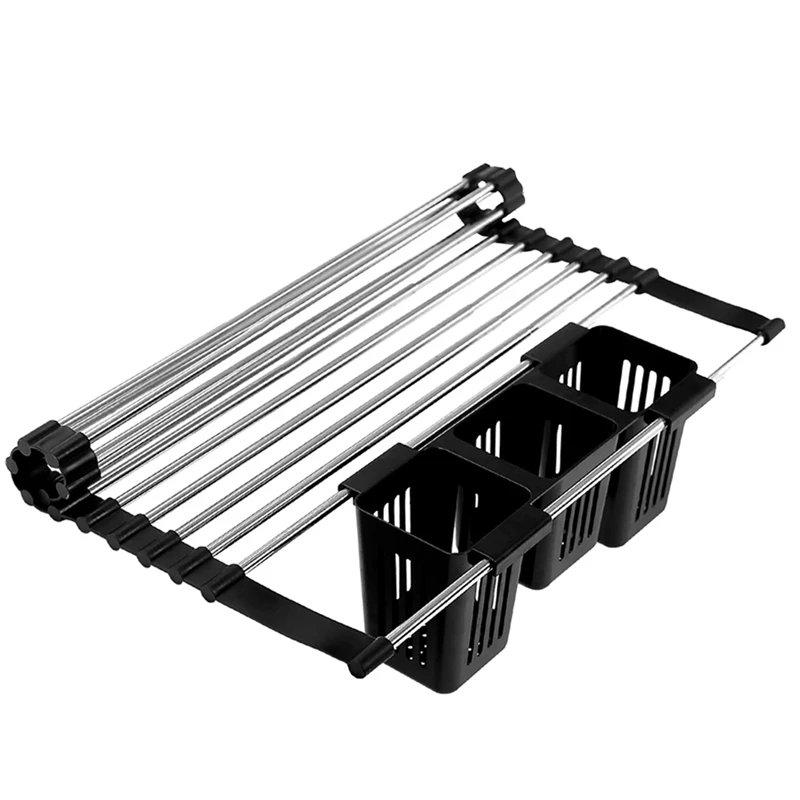 

Foldable Multifunction Dish Drying Rack Kitchen Organizer Storage Drainer Stainless Retractable Rack Over Sink
