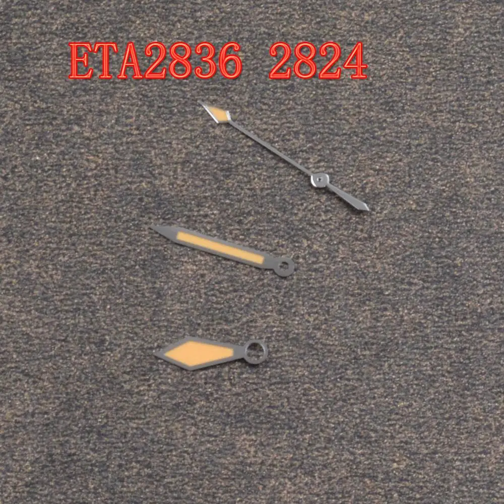 Светящиеся стрелки для часов запчасти японского движения NH35 NH36 ETA2836 оранжевая