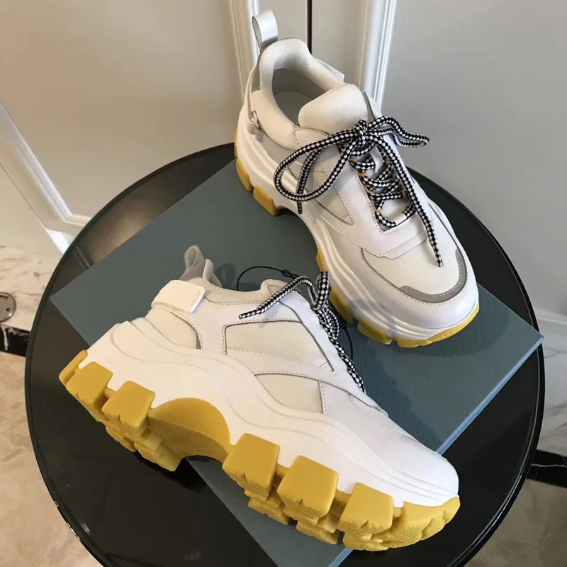 2019 г. женские кроссовки на толстой белой платформе обувь для папы шнуровке