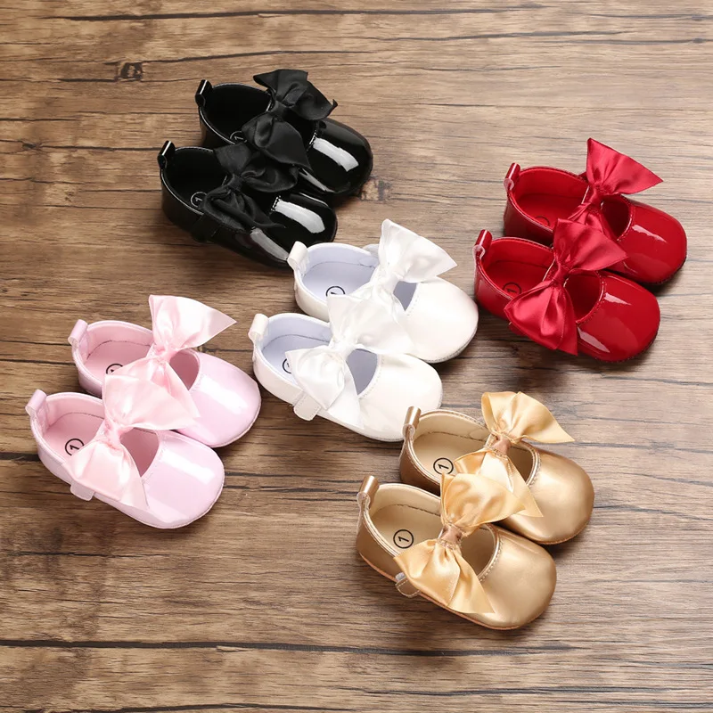 

Bright Pu Newborn Shoes Toddler Infant girl soft bottom baby bwoknot shoes indoor First Walker B243 TX02