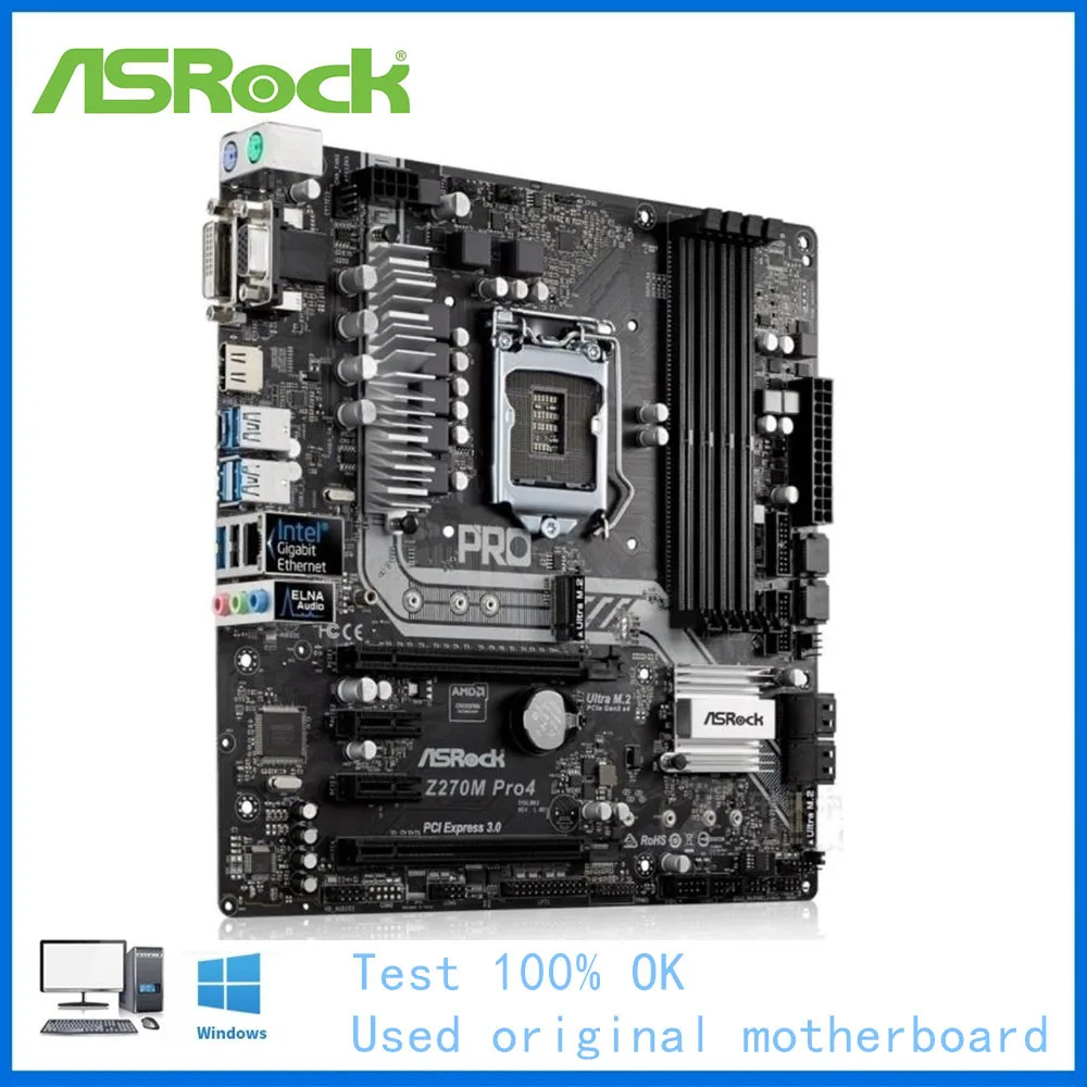 Материнская плата для компьютера ASRock Z270M Pro4 материнская LGA 1151 DDR4 Z270 настольного