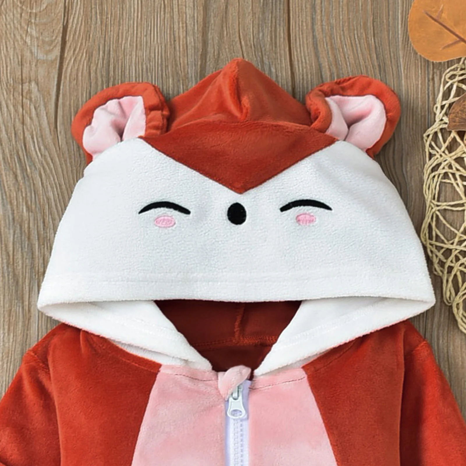 Infant Romper Newborn Baby's Clothes Fox Hooded Jumpsuit With 3D Tail Smooth Zipper Cartoon Style Autumn Children's Clothing Set |