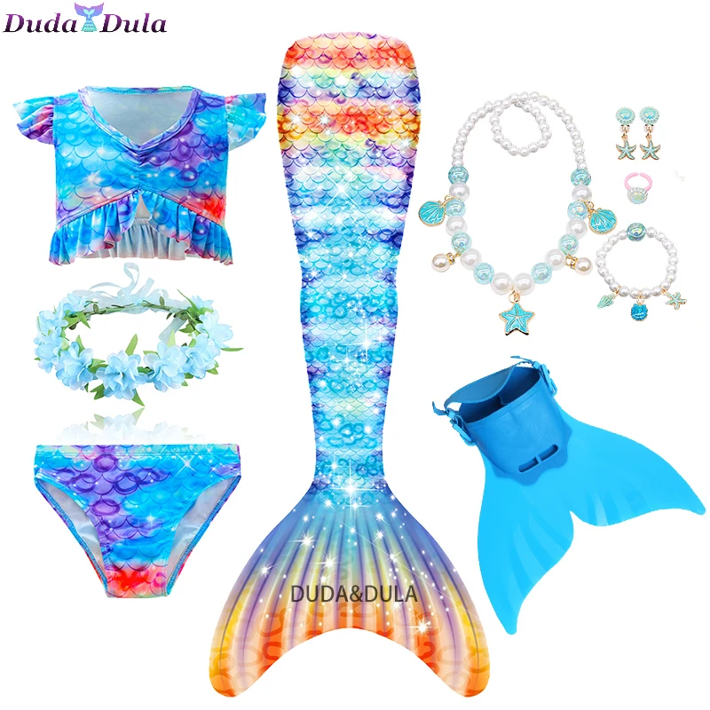 

2022 Girls Mermaid Tail Swimsuit Cosplay Children the Little Mermaid Costume Swimmable Mermaid Tail Beach Clothes Bathing Suit