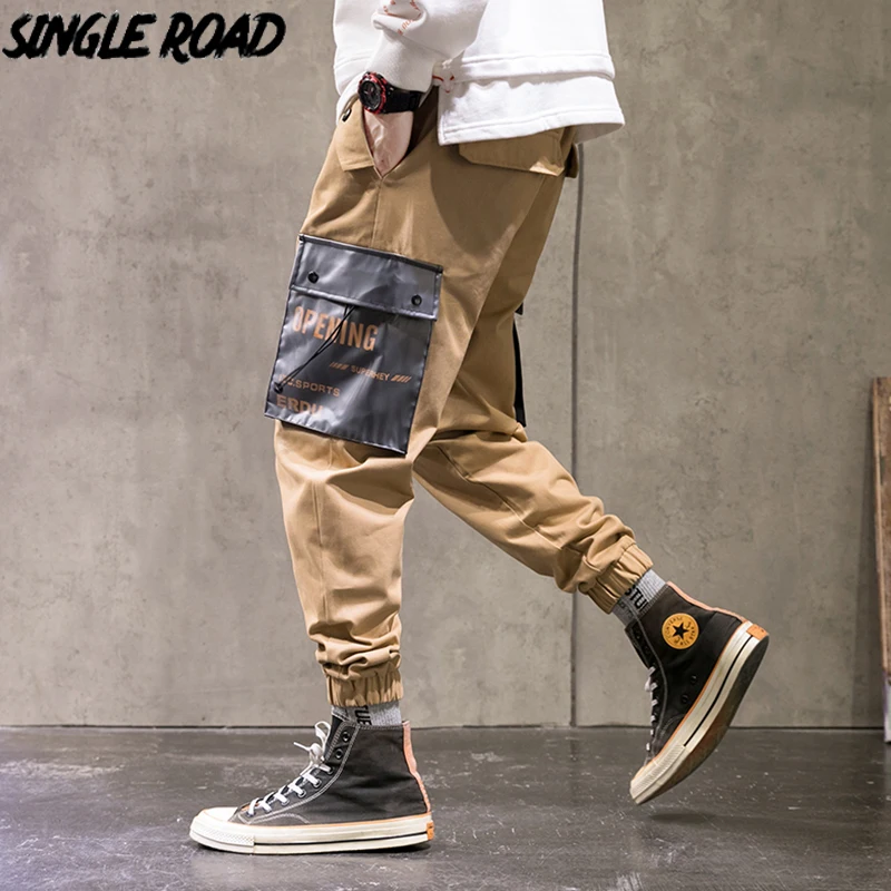 

Single Road Mens Cargo Pants Men Fashion 2021 Khaki Joggers Male Hip Hop Korean Japanese Streetwear Trousers Baggy Pants For Men