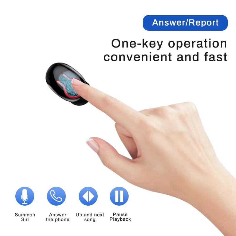 Q66 беспроводные V5.0 сенсорные Bluetooth наушники с отпечатком пальца HD стерео