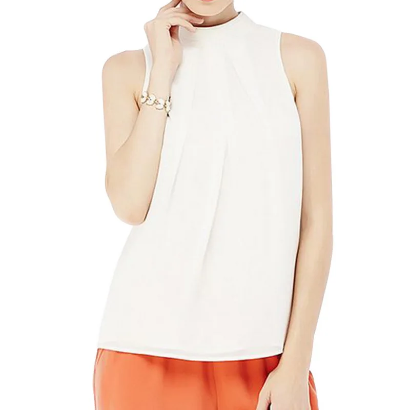 2020 Fashion Women's Blouse Summer Hanging Neck Sleeveless Chiffon Shirt Solid Casual Plus Size 4XL Loose Female Top | Женская