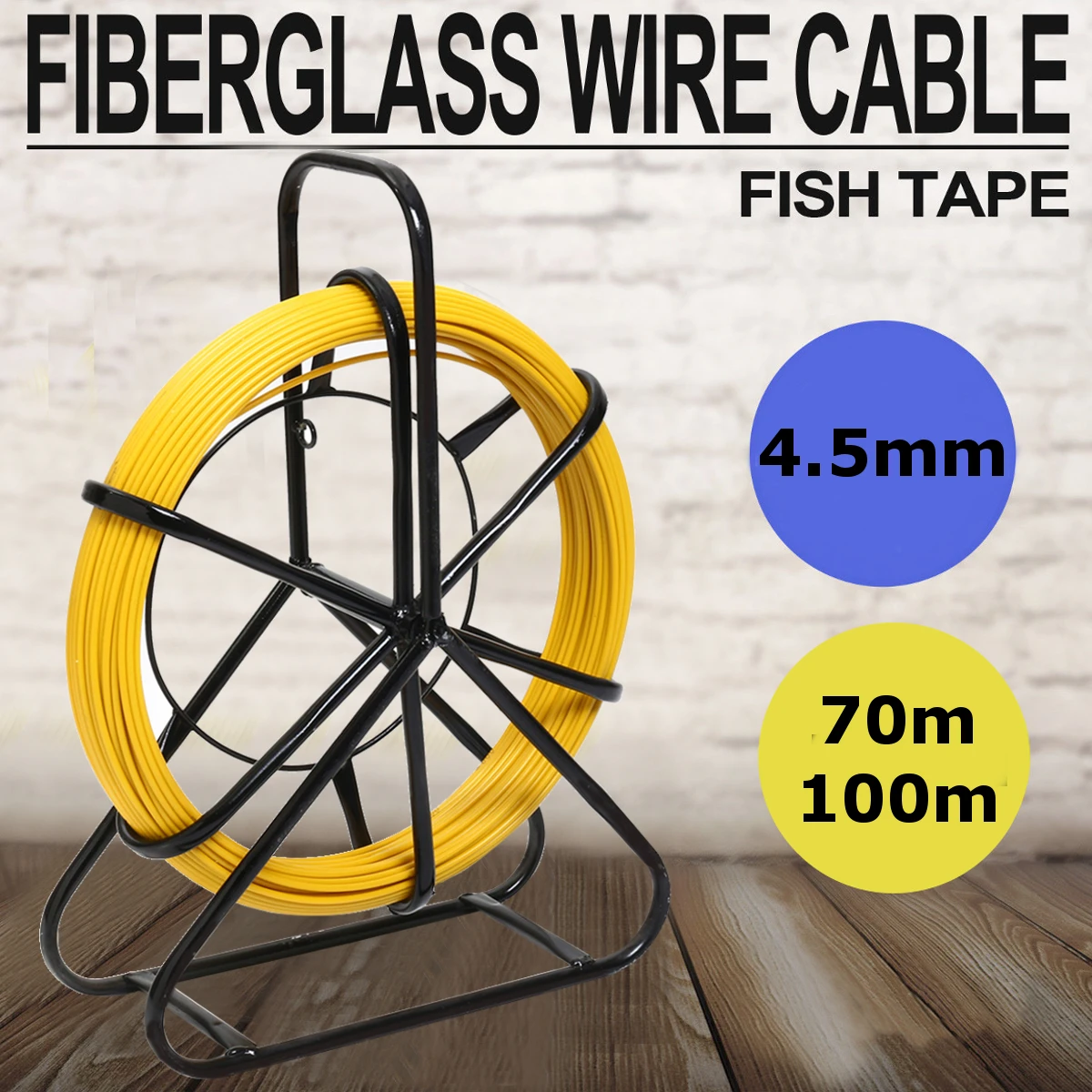 

4.5mm 100m Fish Tape Fiberglass Wire Cable Running Rod Duct Rodder Fishtape Puller For Floor Conduit Telecom Wall