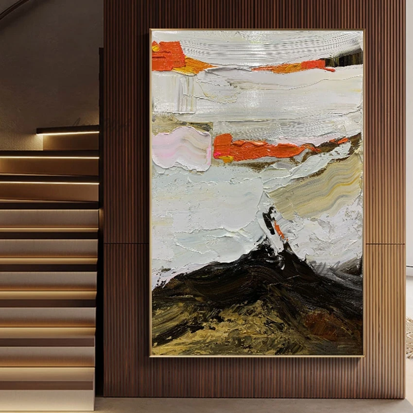 

Современная палитра с ножом без рамки, простой текстурированный абстрактный Рисунок, большая гостиная, Настенная картина, холст для украше...