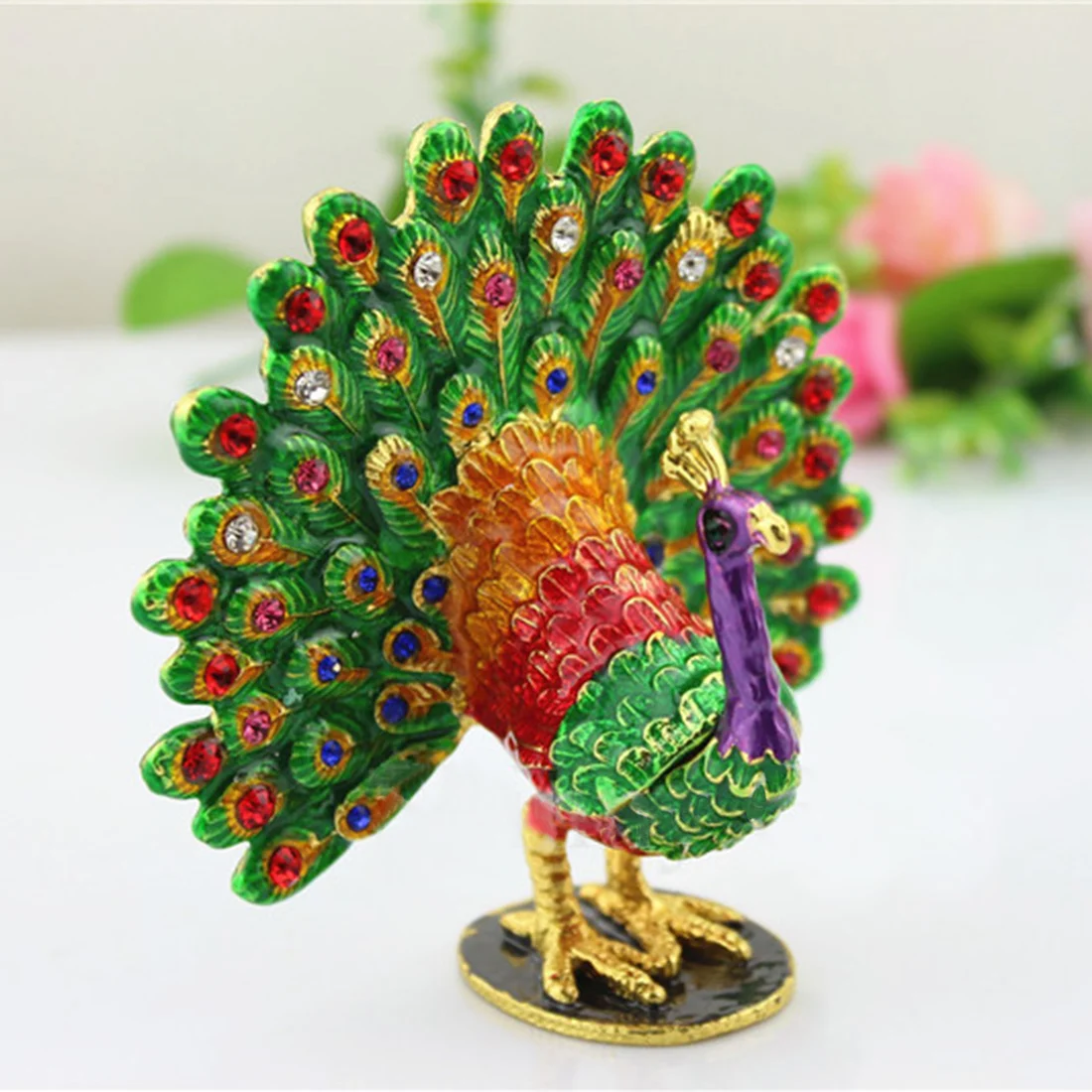 

3D Metal Crafts Model Peacock Shape Jewelry Box
