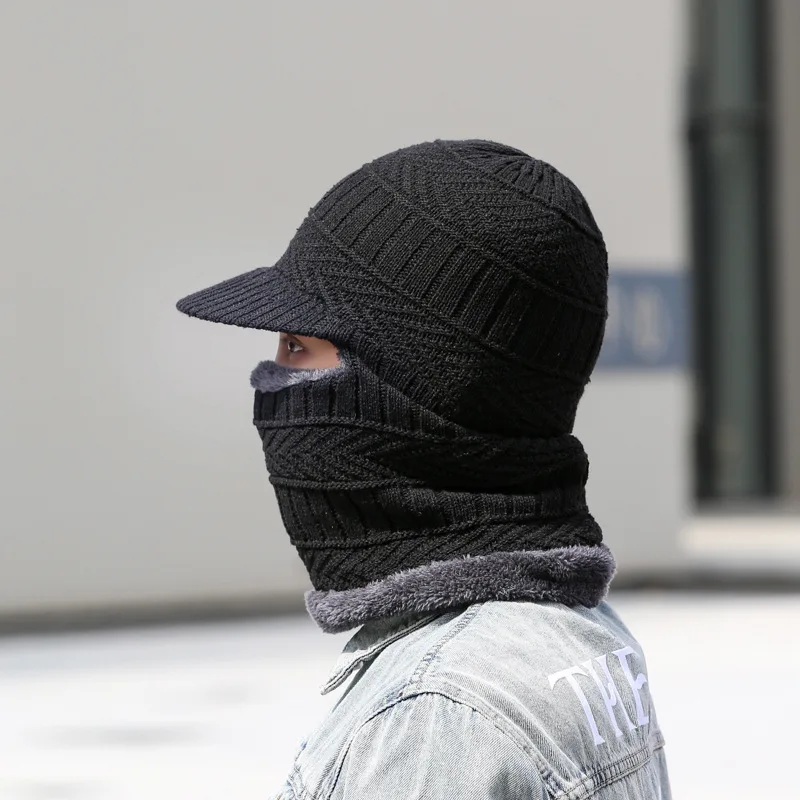 Зимние теплые шапки для мужчин Шапка-бини зимняя шапка мужской женский шерстяной